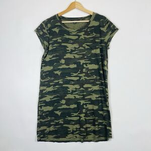 Sanctuary Green Camouflage Pocket Short Sleeve Knit T-Shirt Dress Women's Medium